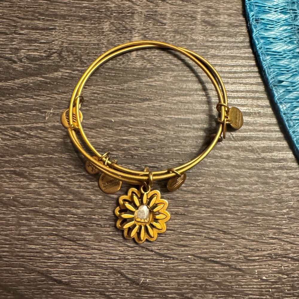 Alex & Ani Sunflower 2 piece gold tone bracelet set